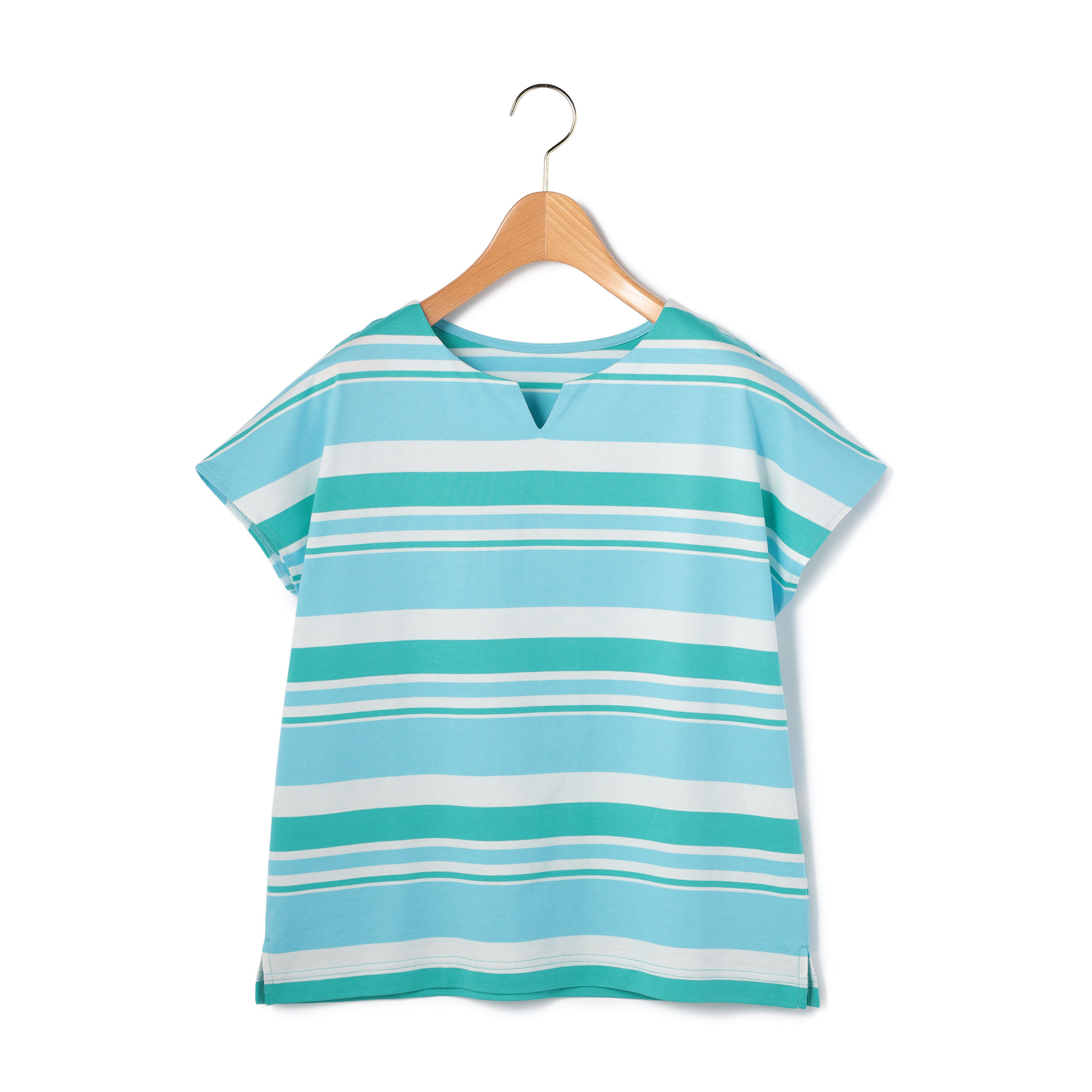 マルチカラーボーダーフレンチスリーブカットソー