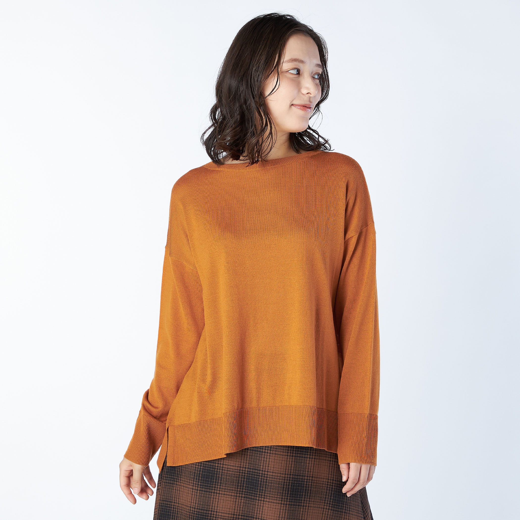 ハイゲージボートネックニット