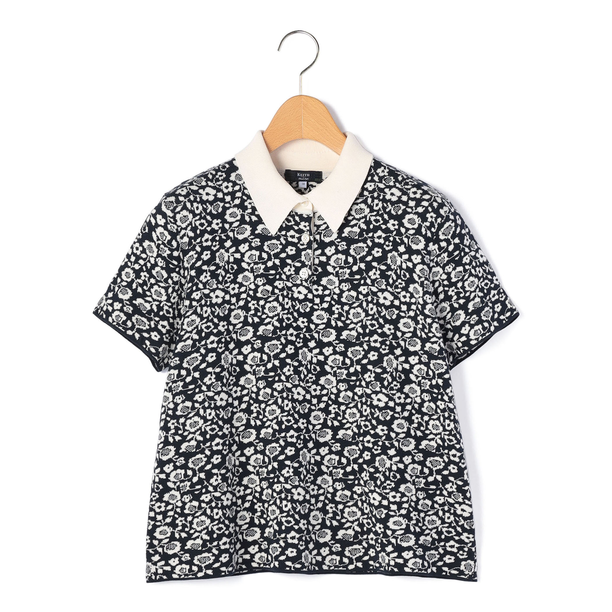 ジャガードニット襟付き