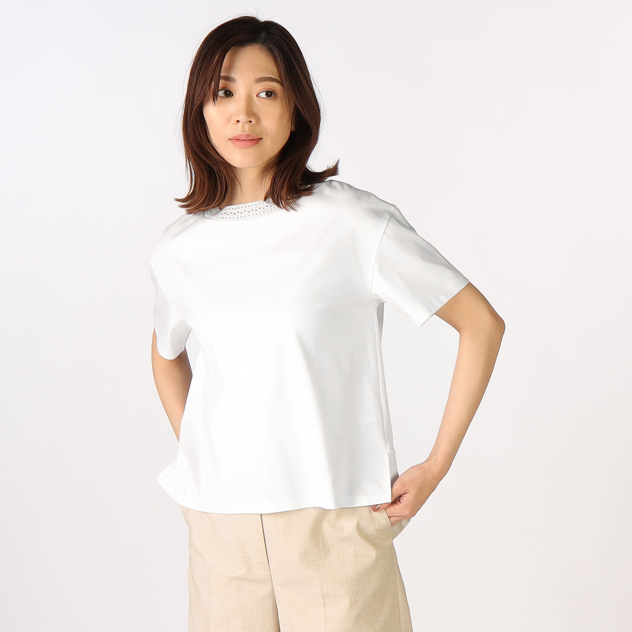 コットンジャージー半袖カットソー