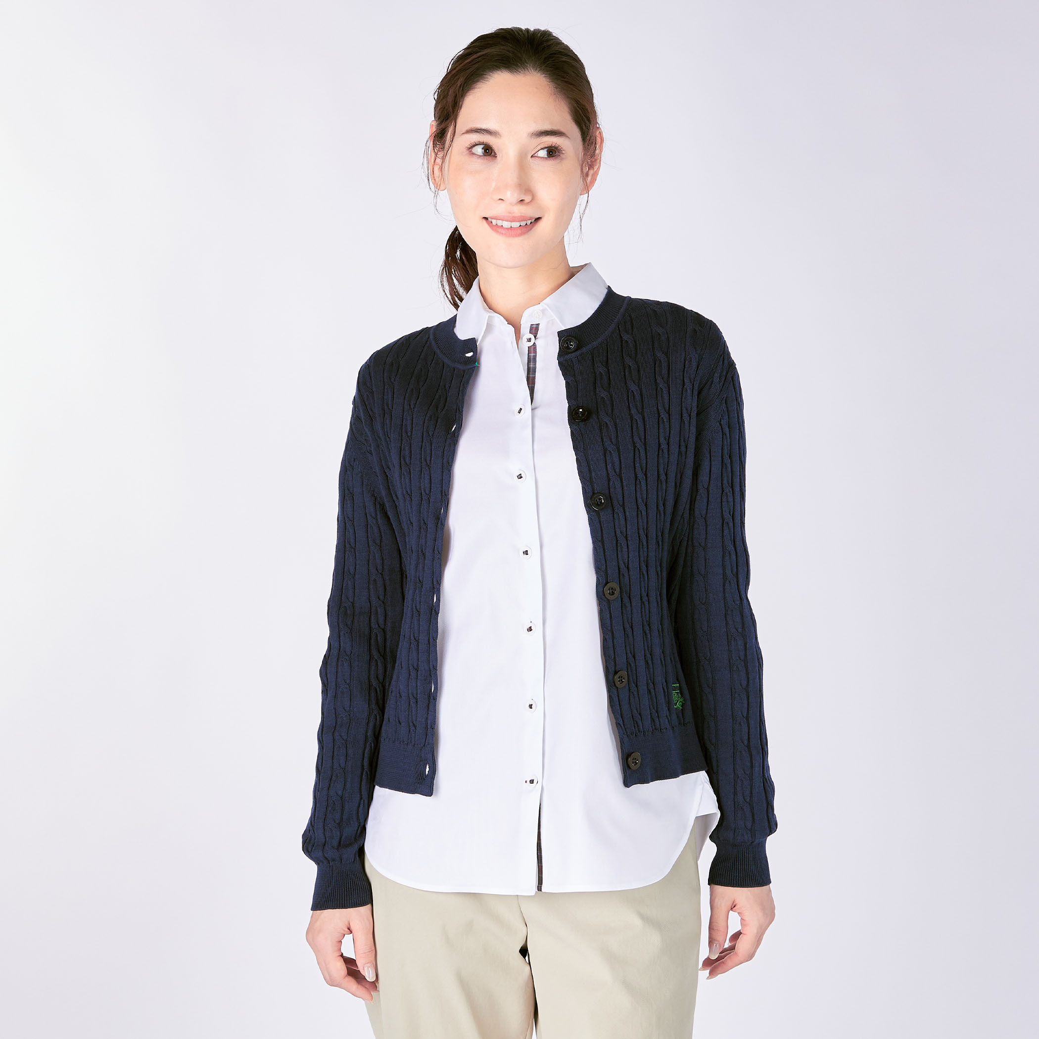 ハイゲージケーブルニットカーディガン