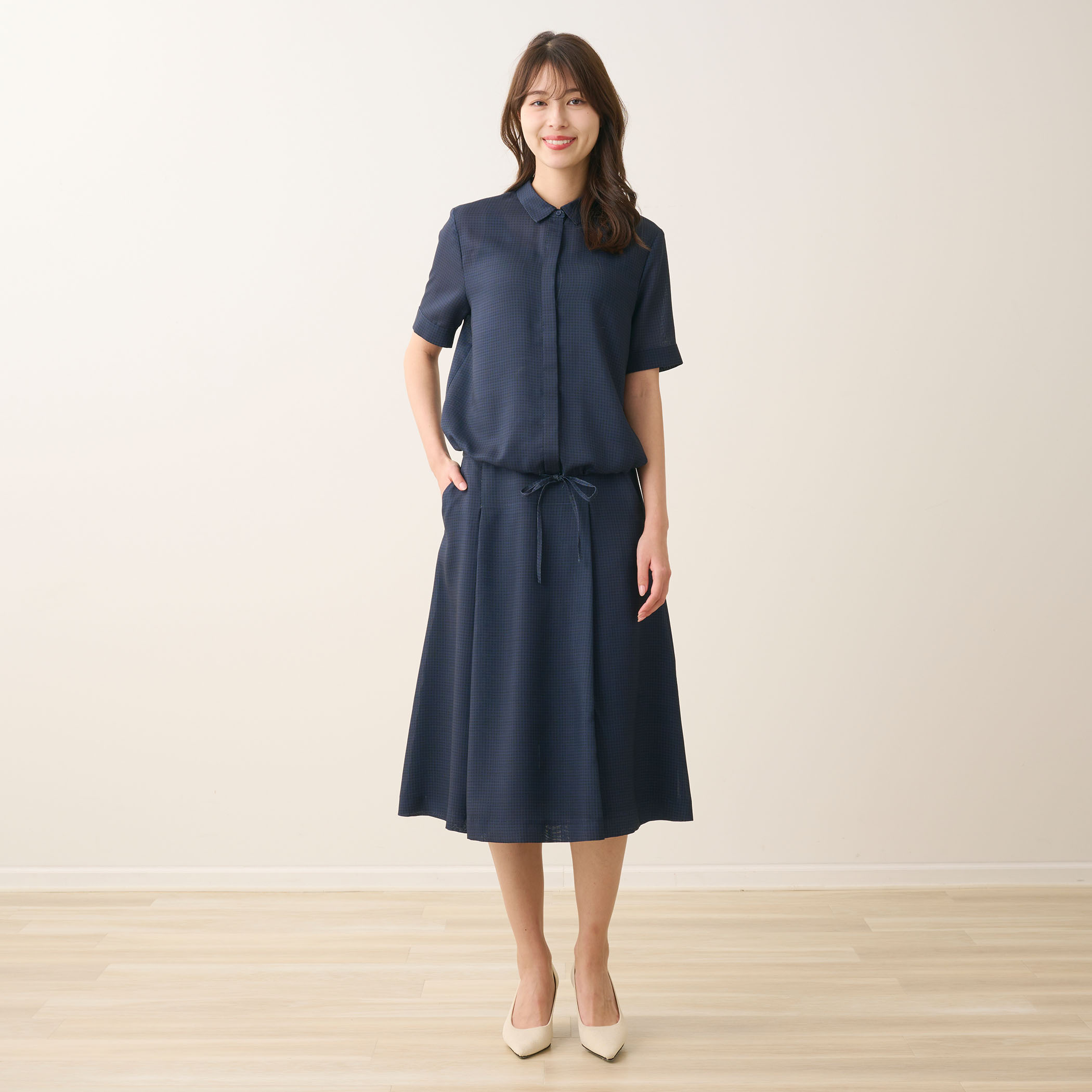 サマーギンガムブラウス