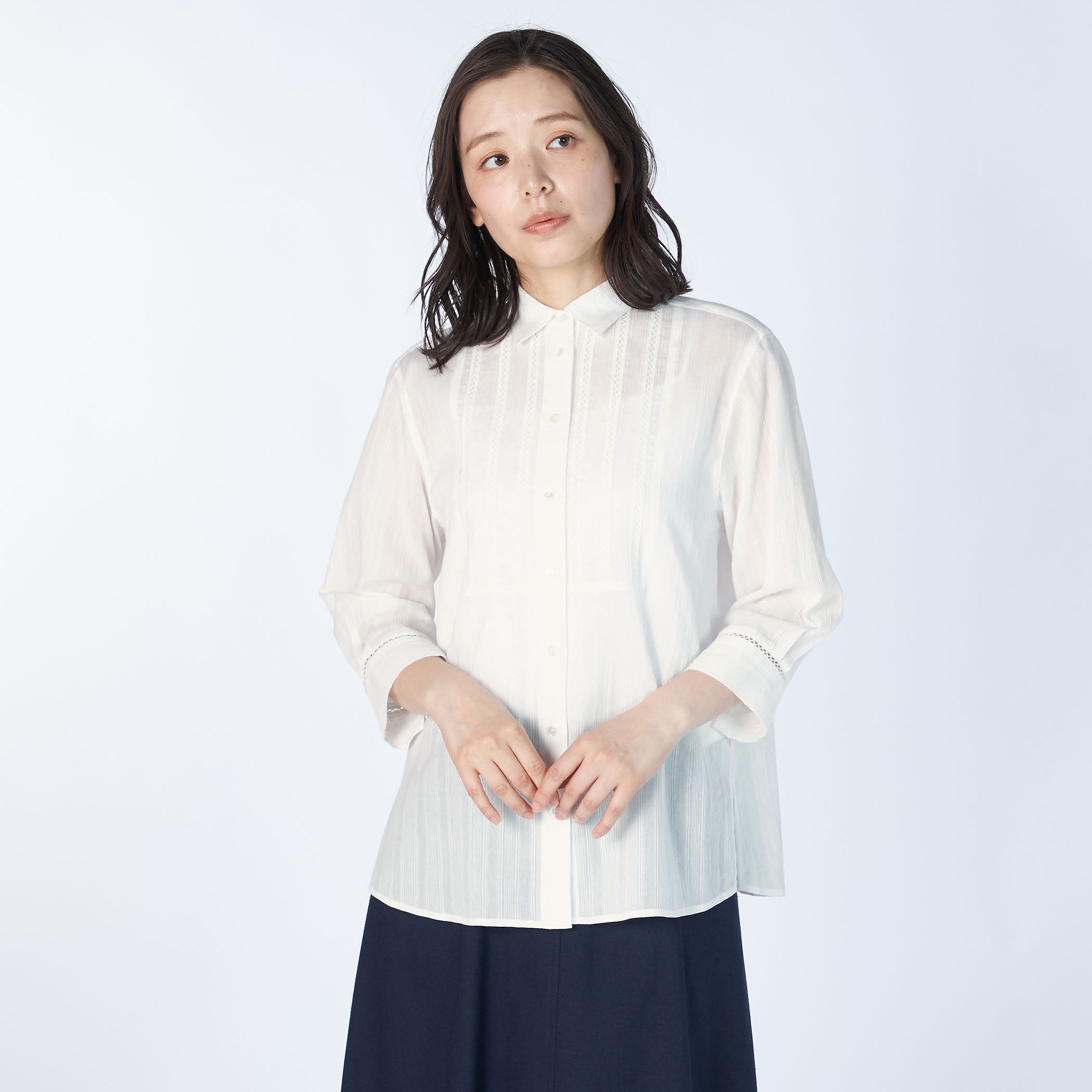 コードストライプブラウス