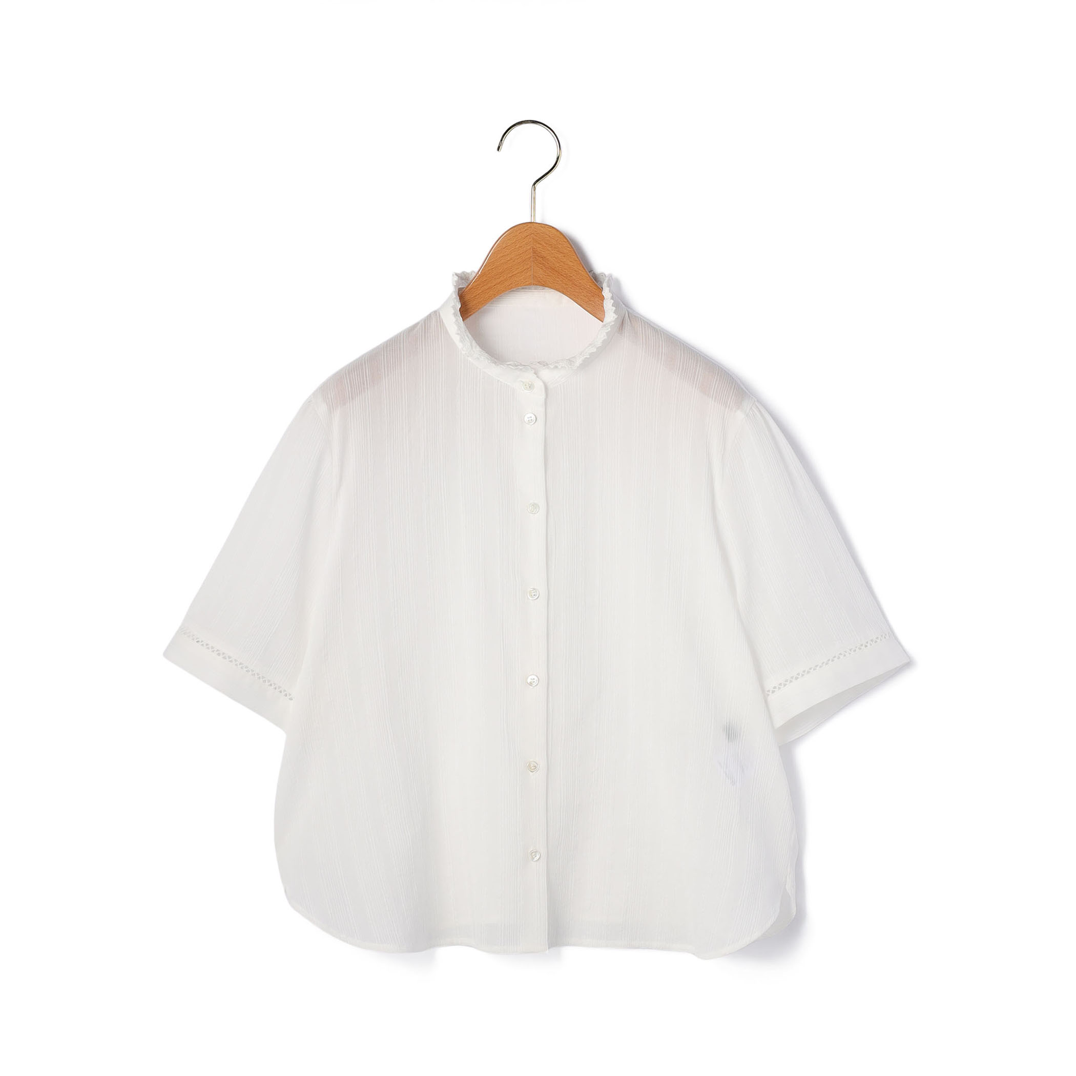 コードストライプハーフスリーブブラウス