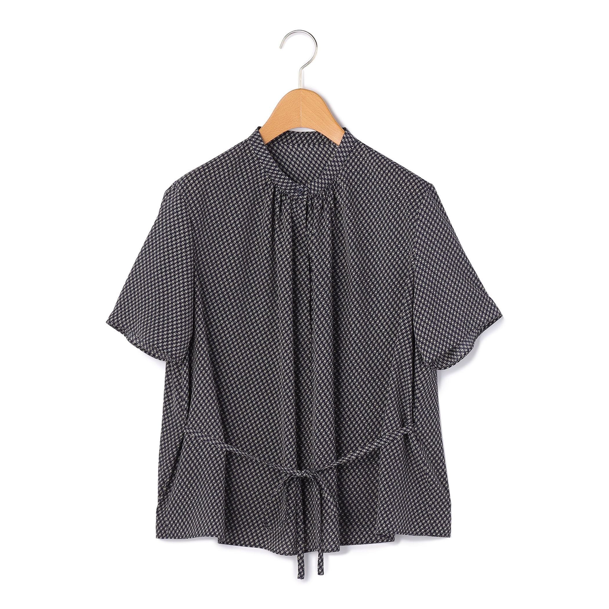 プリントリングブラウス