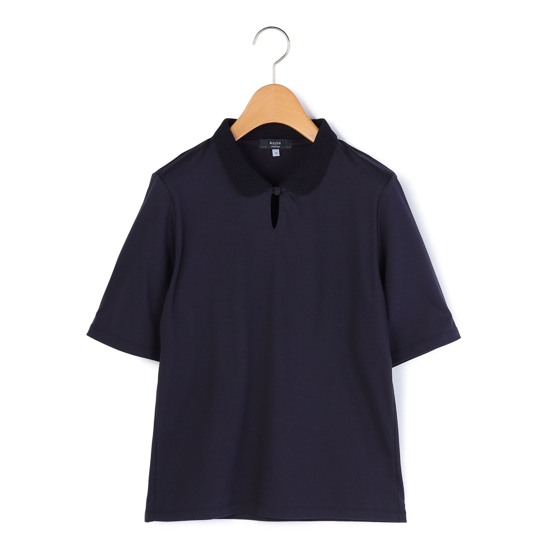 クロッシェジャージーポロカラーカットソー