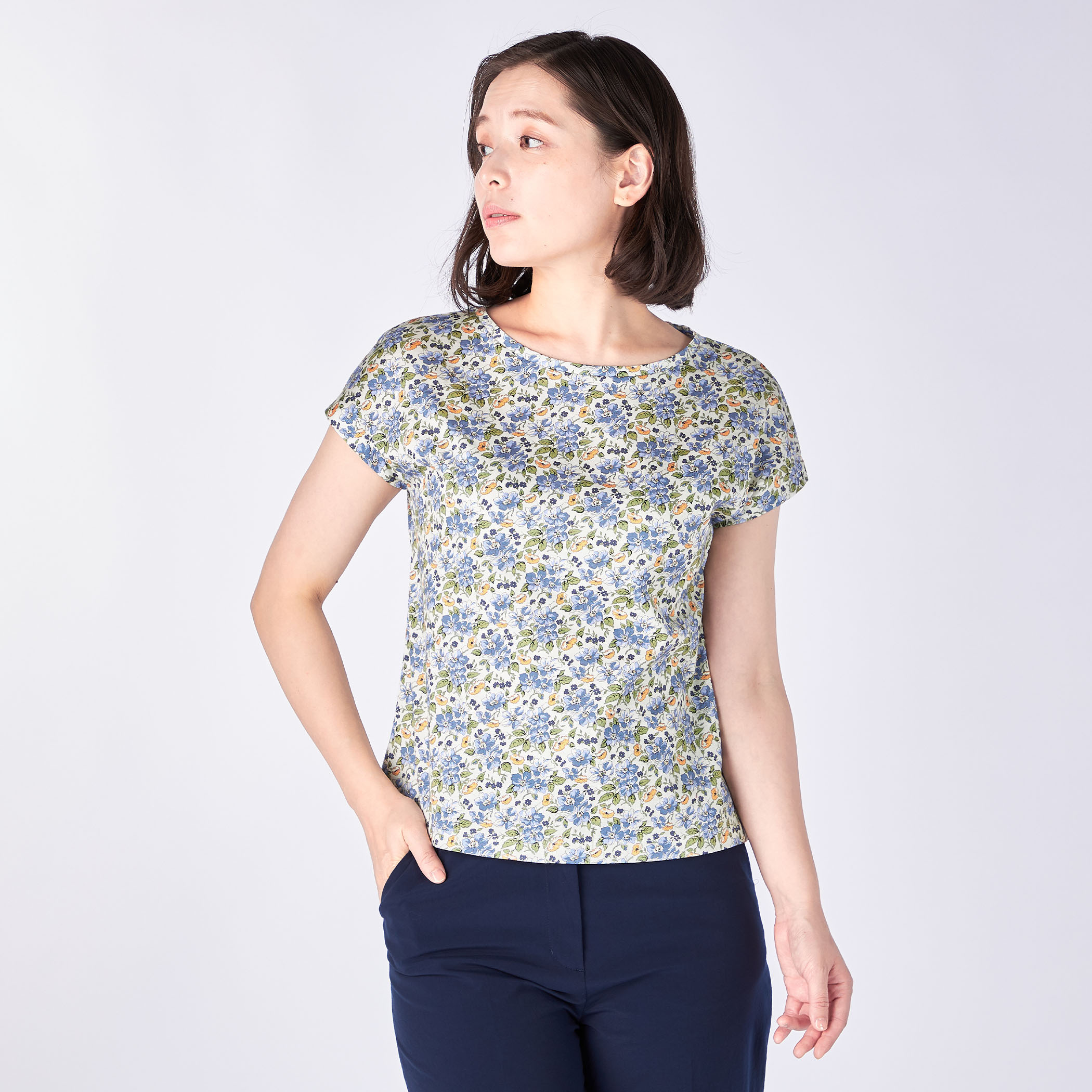 Canina Liberty Print Cut&Sewn フレンチスリーブ