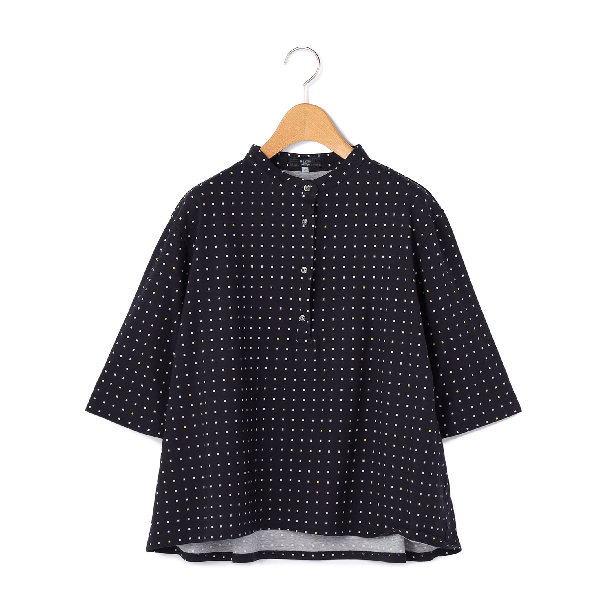 カラースクエアドットヘンリーネックカットソー