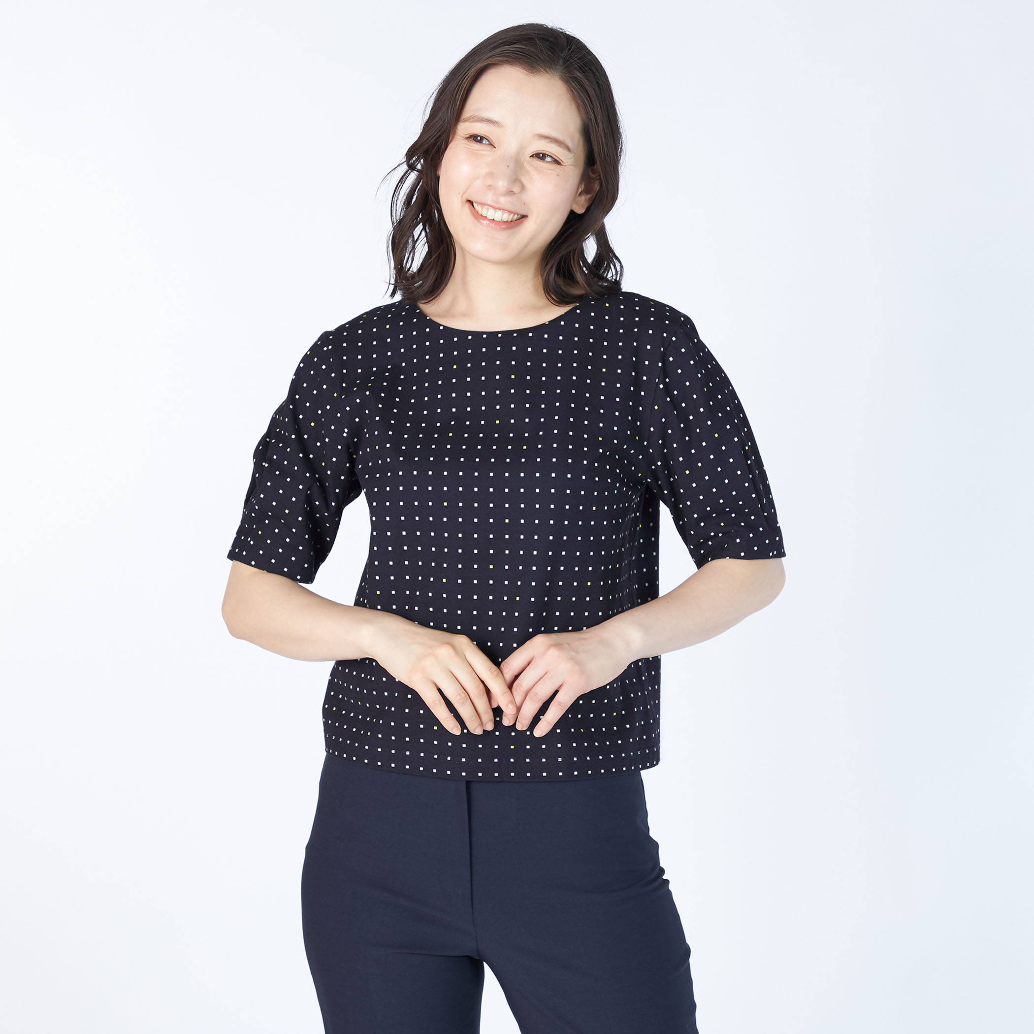 カラースクエアドットカットソー