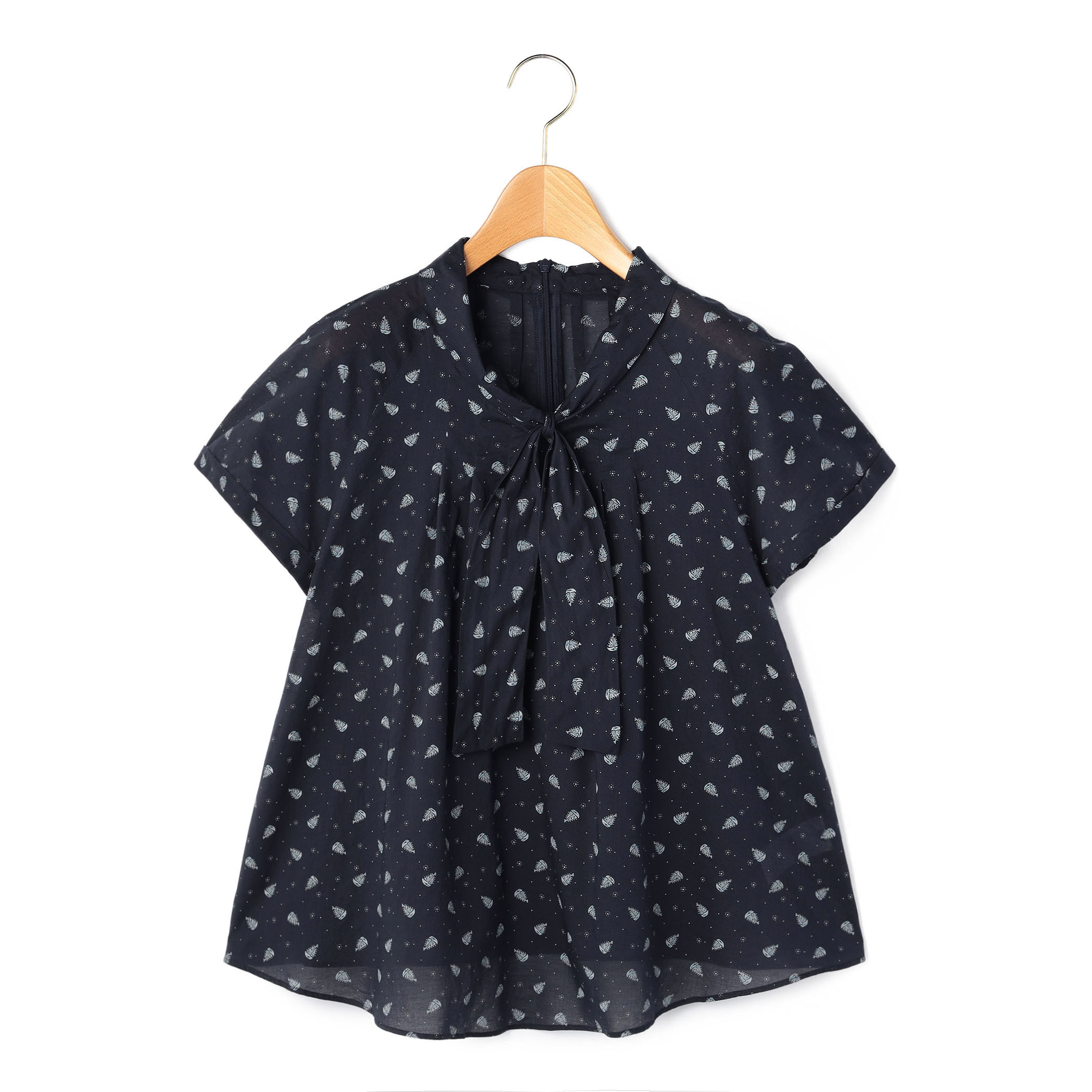 プリントWightリボンブラウス