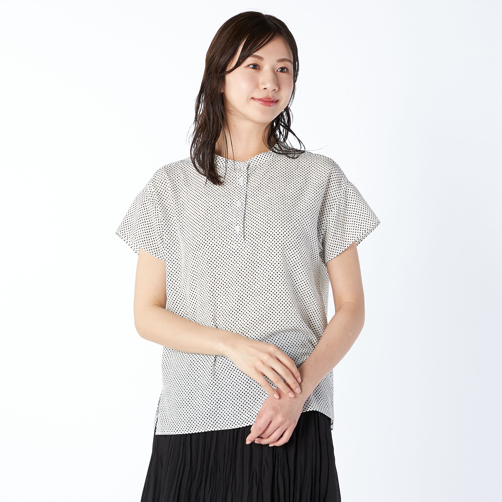 プリントペブルブラウス