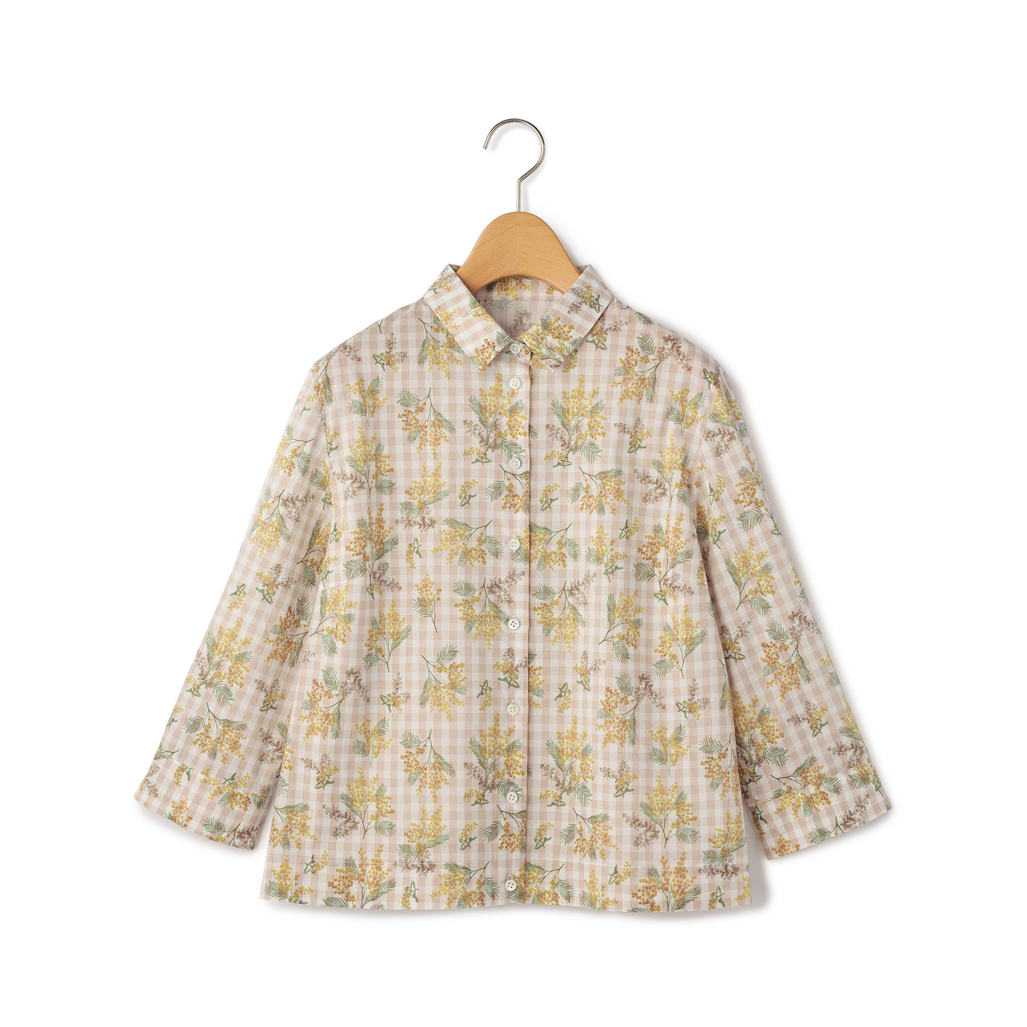 ミモザパッチワークシャツブラウス