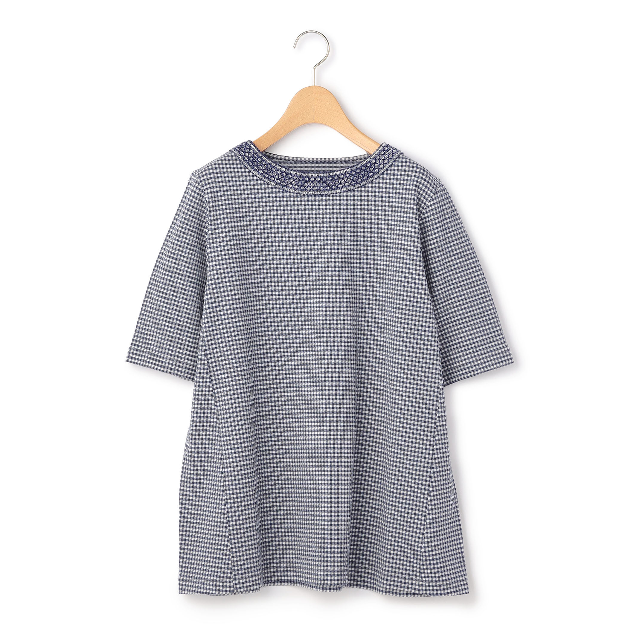 ギンガムジャージーカットソープルオーバー