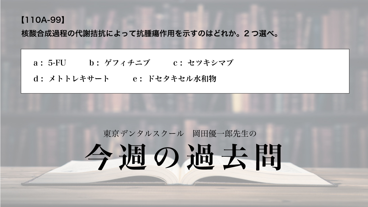 【過去問】#6 抗腫瘍薬に関する問題の画像です