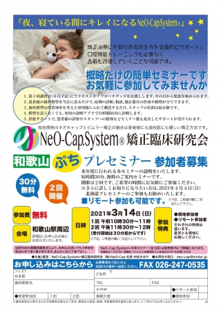 NeO-Cap.System®和歌山ぷちプレセミナーの画像です