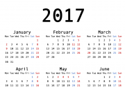 2017年カレンダー