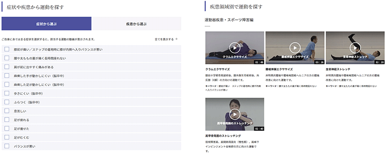 画像:自宅でできる症状別・疾患別運動プログラム(順天堂大学保健医療学部)