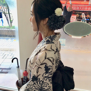 ヘアアレンジ ナチュラル 浴衣ヘア ミディアム リンクス美容室