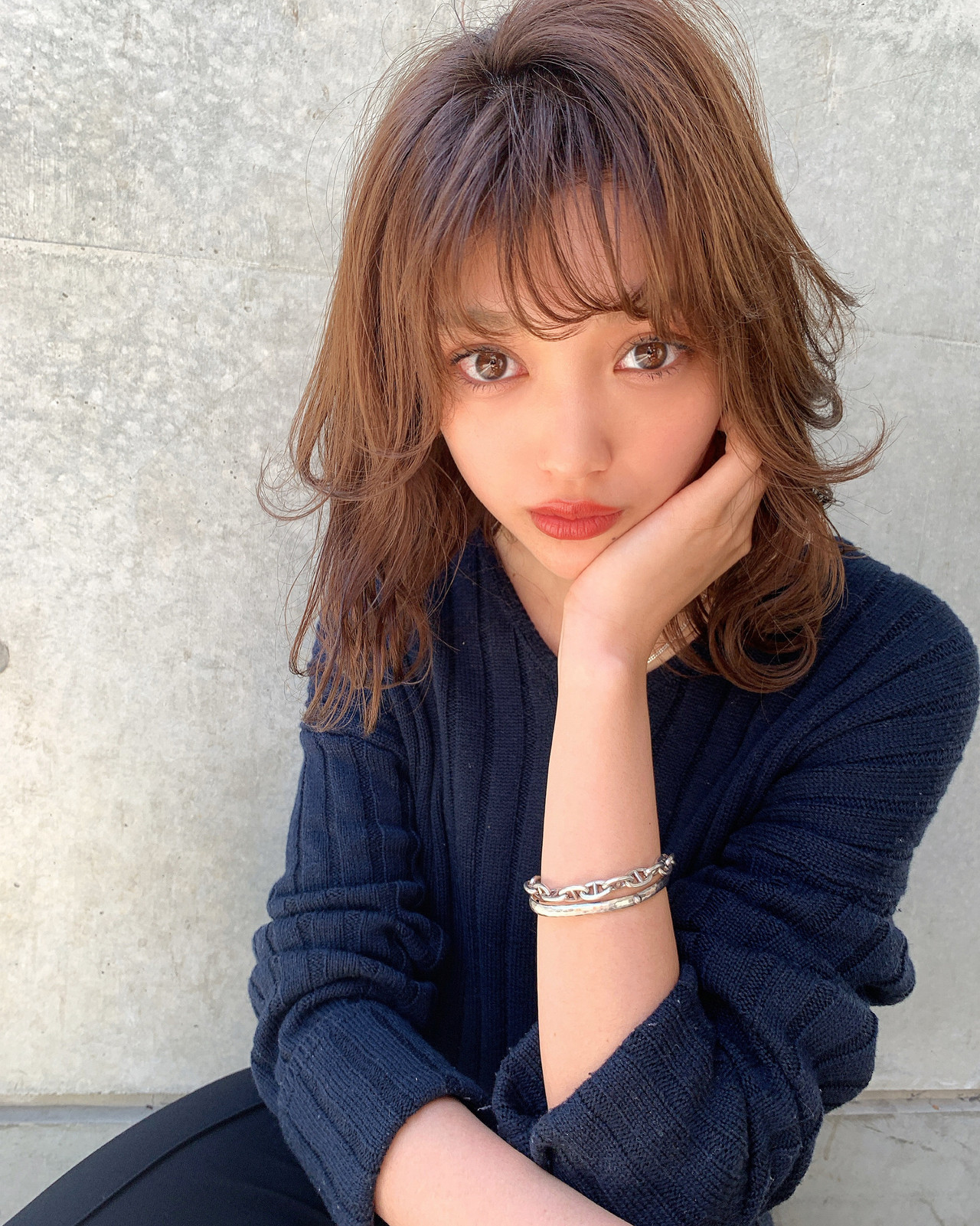 レイヤーカット ミディアム ナチュラル レイヤースタイル Marju銀座