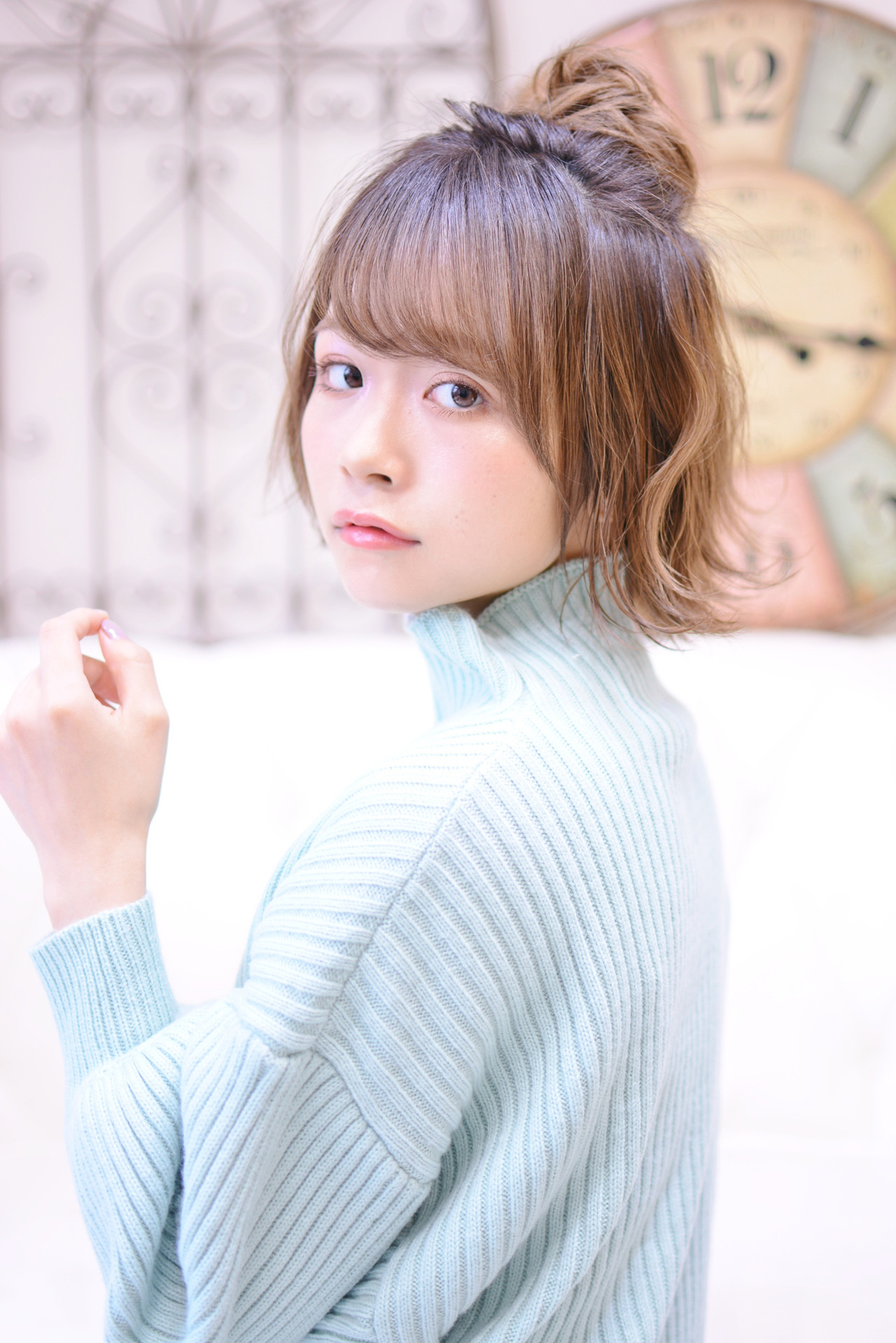 流し前髪 簡単ヘアアレンジ ナチュラル ショート メイズ Shiko