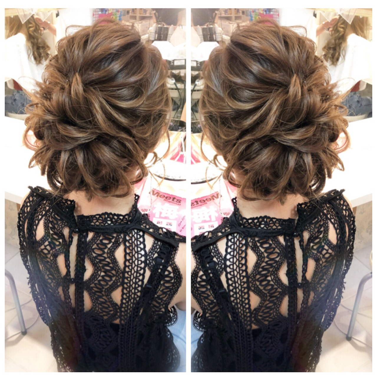 簡単ヘアアレンジ ヘアアレンジ セミロング ナチュラル セットサロン