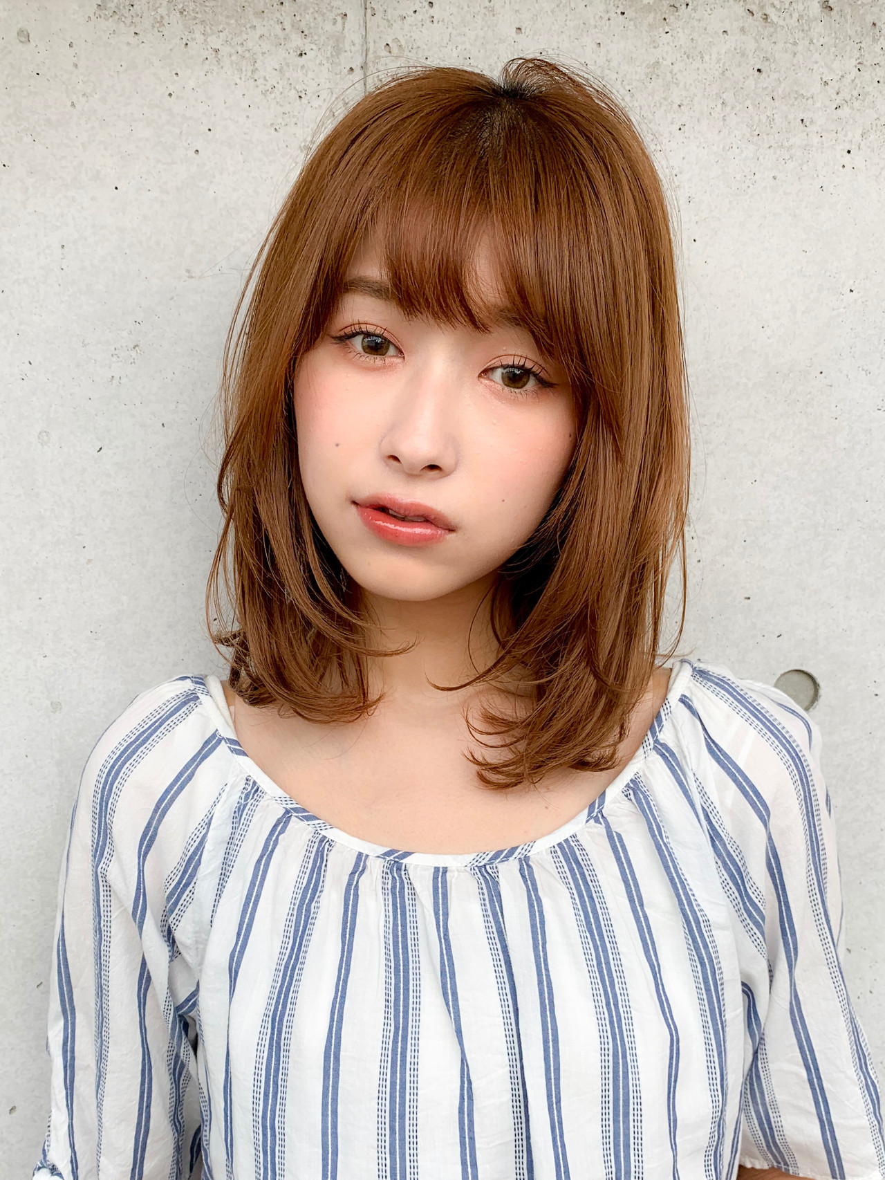 ナチュラル ワンカールパーマ 鎖骨ミディアム 大人ミディアム Agnos