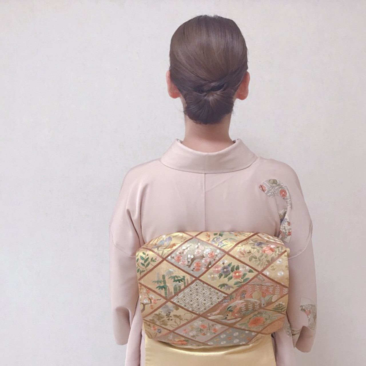 着物 ミディアム ヘアアレンジ 和装ヘア福岡天神ヘアセット着付け