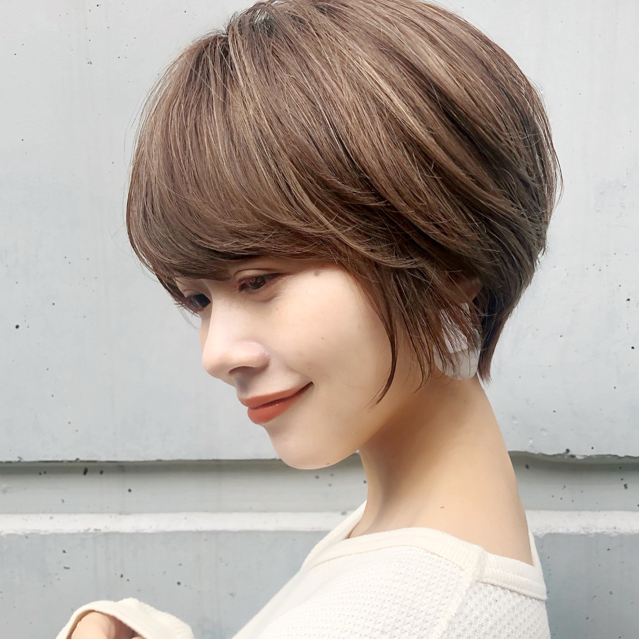 ハイライト ナチュラル 横顔美人 ショートボブ Toni Guy 金崎 瑚能美