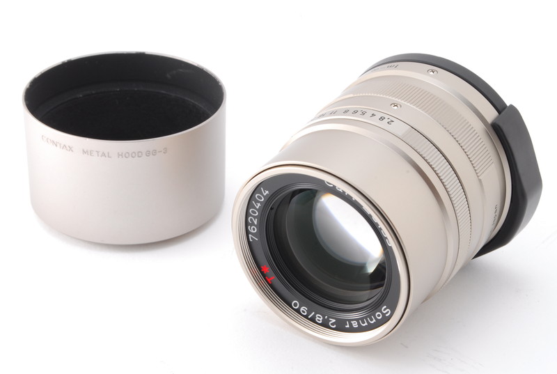 MINT 】CONTAX Carl Zeiss Sonnar 90mm F/2.8 T* Lens w/Hood From