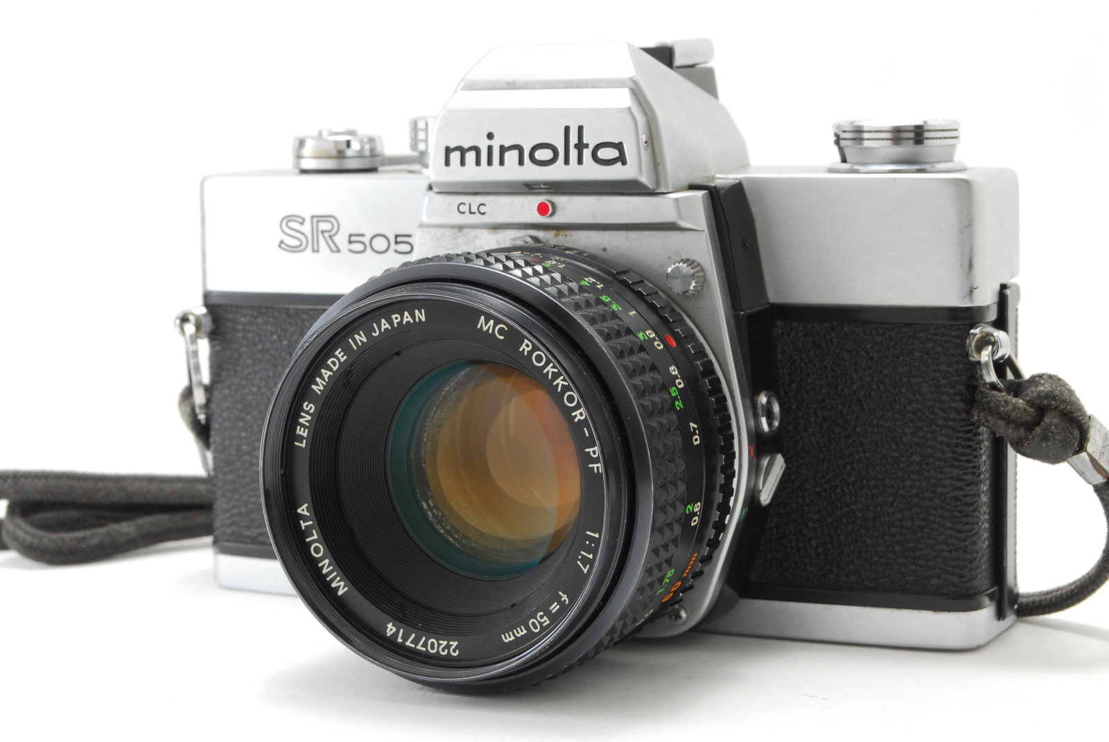 ミノルタ SR505 & MC ROKKOR-PF 50mm F1.7 #05 EXC] Minolta SR505 SLR Camera Silver w/Rokkor-PF 50mm F1.7