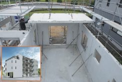 工場生産のコンクリートパネルを現場で組み立てる方式で穴守稲荷駅近くに建築中。竣工前の今しか見られないポイントが満載のPC造4階建て賃貸マンション 構造見学会｜大成建設ハウジング