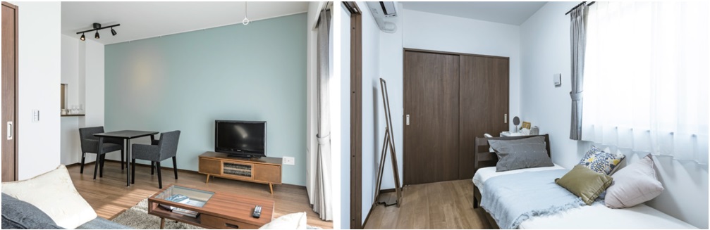 解放性と独立性を両立！対面キッチン型LDKと間仕切りで仕切られた6帖の洋室は必見。PC造・1LDKタイプのモデルルームを特別公開中｜大成建設ハウジング0