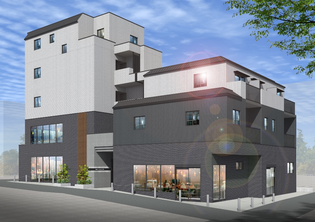 【幡ヶ谷駅から徒歩2分】3つの道路に面した敷地形状に合わせて設計。収納にこだわり抜いた約55㎡の2LDKが見られる店舗併用賃貸マンション 構造見学会｜朝日建設0