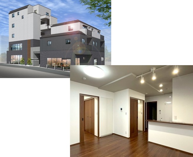 【幡ヶ谷駅から徒歩2分】1K、1LDK、2LDKといった様々なタイプの間取りが見られる貴重な機会。3つの道路に面した敷地形状に合わせて設計された店舗併用賃貸マンション 完成見学会|朝日建設