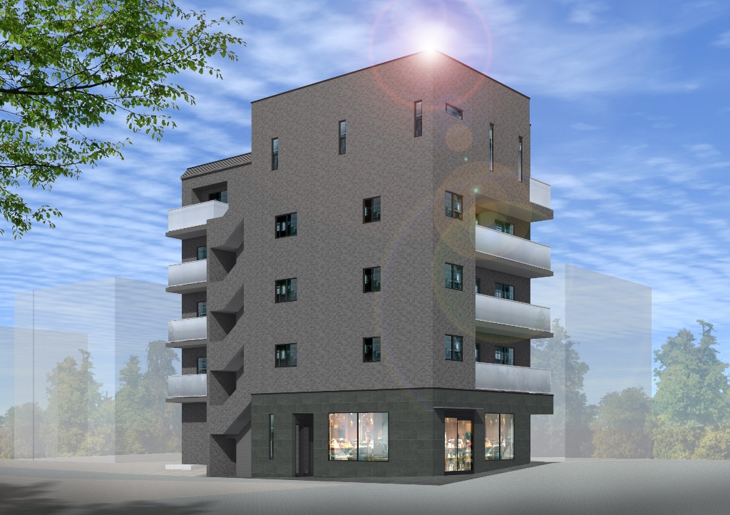 【中目黒・駒沢通り沿いの角地で建築中】1フロアに57㎡・66㎡の2タイプの2LDKを配置した店舗兼自宅併用賃貸マンション 構造見学会｜朝日建設0