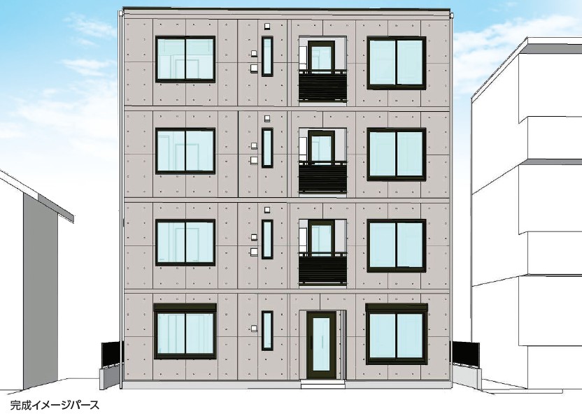 【新小岩駅から徒歩7分の好立地】工場生産された大型のコンクリートパネルで床・壁・屋根を構成して建築中。高い建物性能の内側が見られるPC造4階建て賃貸マンション 構造見学会｜大成建設ハウジング0