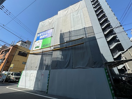 入谷駅から歩いて3分の29坪・角地で建築中。土地の形状を活かして1フロア2戸を配置した賃貸マンション 構造見学会|朝日建設0