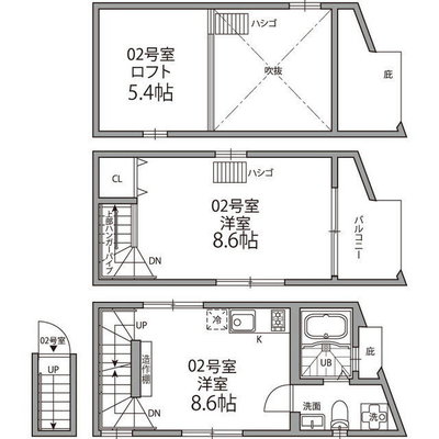 真紅のアクセントの間取り図