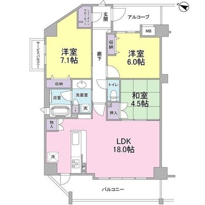 ソルレヴェンテ神戸中山手通の間取り