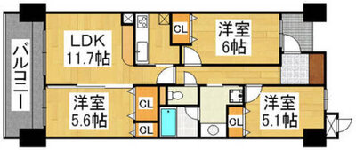 ネオグランデ渡辺通りの間取り