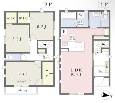 三鷹市深大寺二丁目戸建　１号棟の間取り
