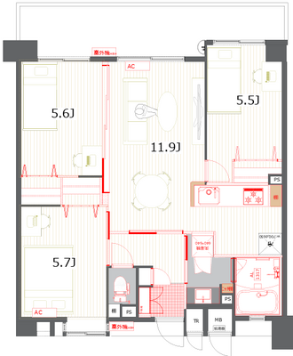 エステムコート新大阪2ハーブフォリアの間取り