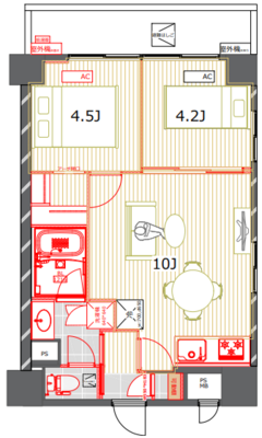 三敬中洲マンション【TOMOS】の間取り