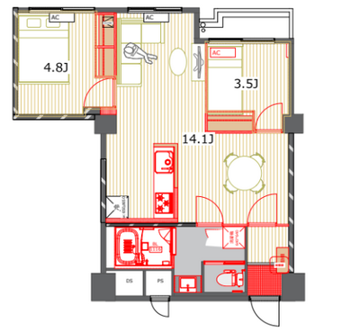 ベルファン西麻布【TOMOS】の間取り