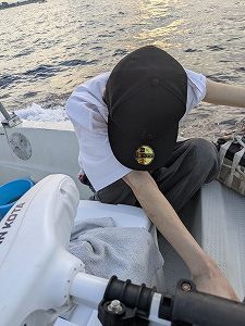 友人２人と船！！
