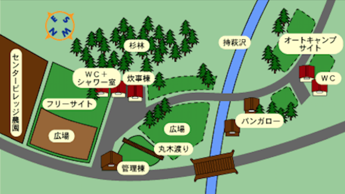 センタービレッジキャンプ場のサイトマップ