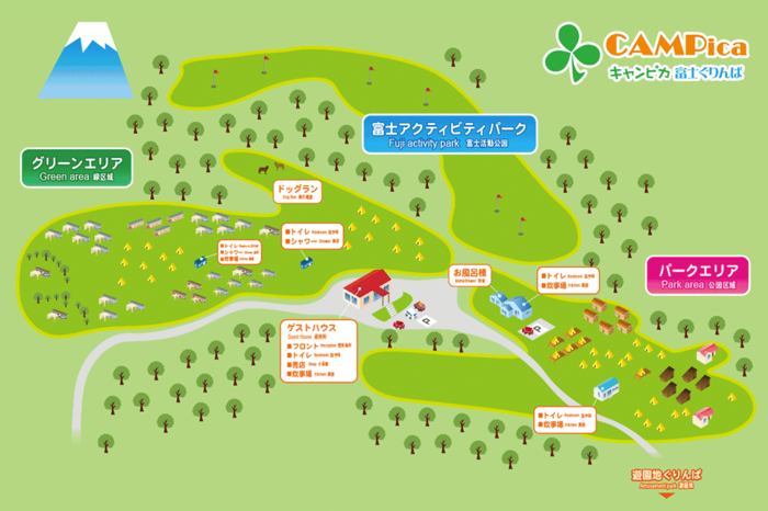 キャンピカ富士ぐりんぱの施設マップ