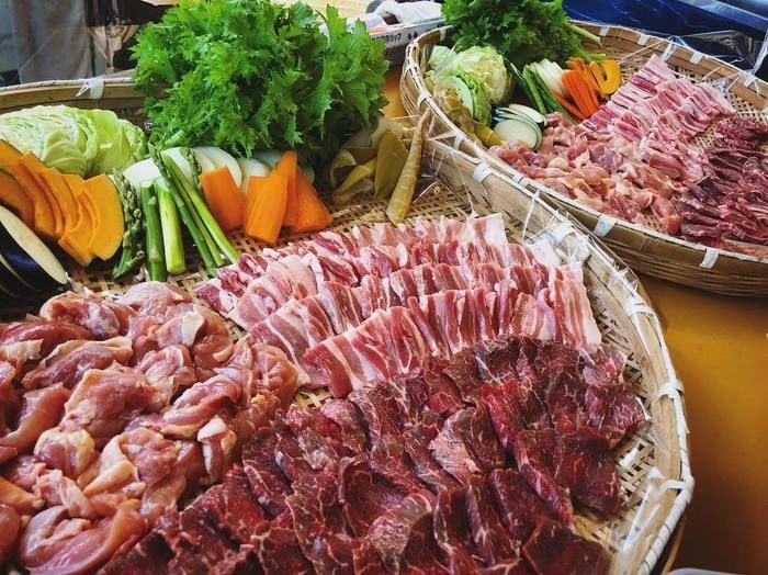 バーベキューの食材の写真