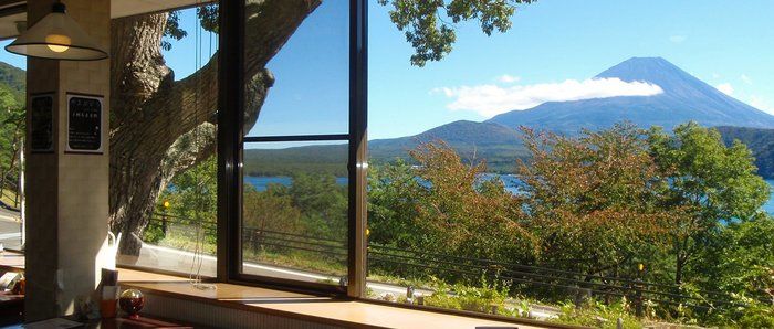 浩庵キャンプ場のお風呂からの富士山の眺めの写真
