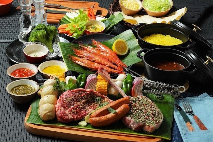 バーベキューコースの食材の写真